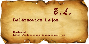 Balázsovics Lajos névjegykártya