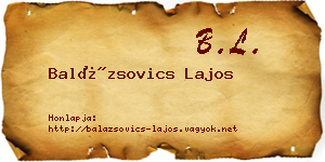 Balázsovics Lajos névjegykártya